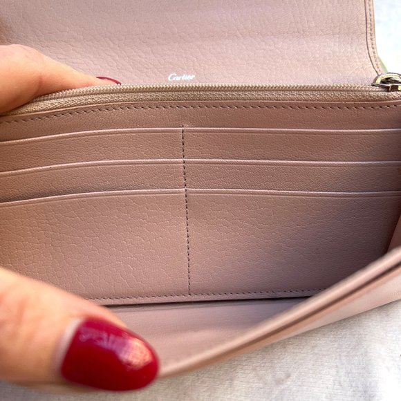 Auc Cartier Love Blush Pink Calfskin Leather Long Wallet - Picture 9 of 15